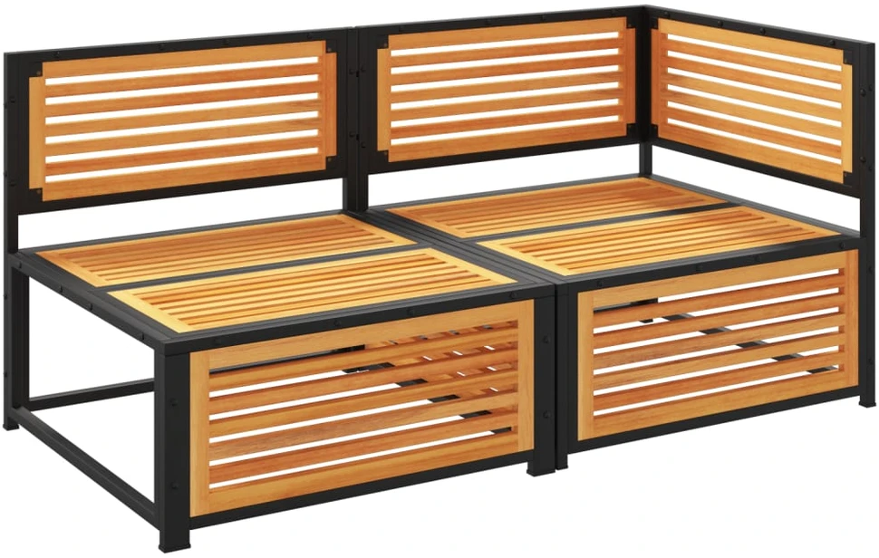 Dvivietė sodo sofa su pagalvėlėmis, akacijos medienos masyvas