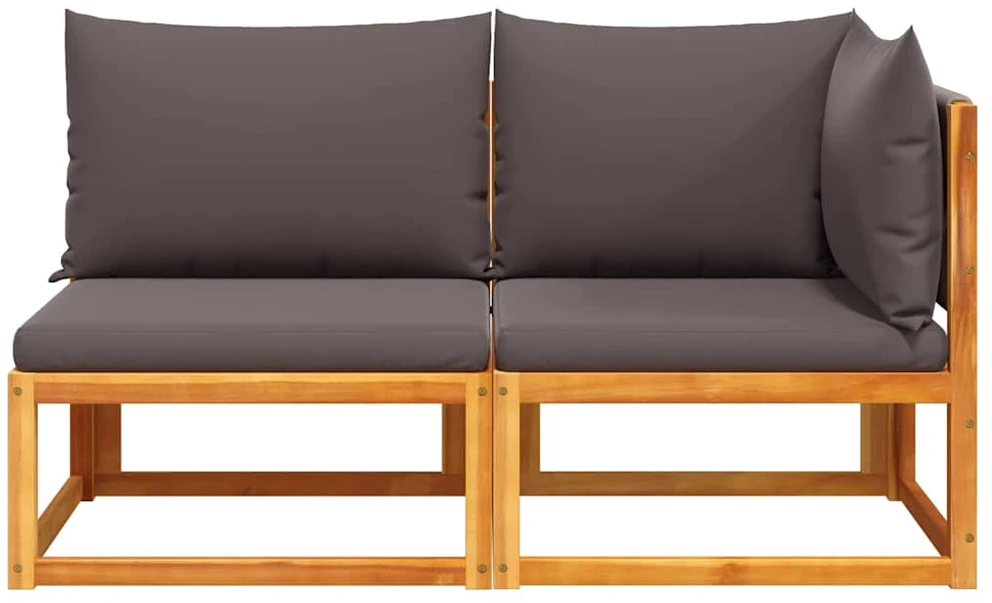 Dvivietė sodo sofa su pagalvėlėmis, akacijos medienos masyvas