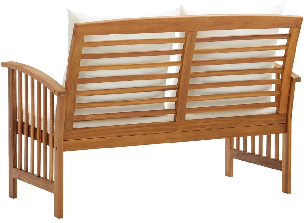 Dvivietė sodo sofa su pagalvėlėmis, balta, pušies masyvas