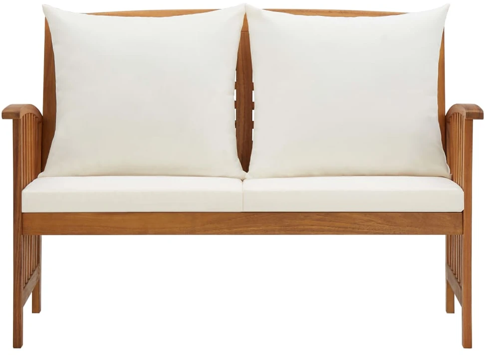 Dvivietė sodo sofa su pagalvėlėmis, balta, pušies masyvas