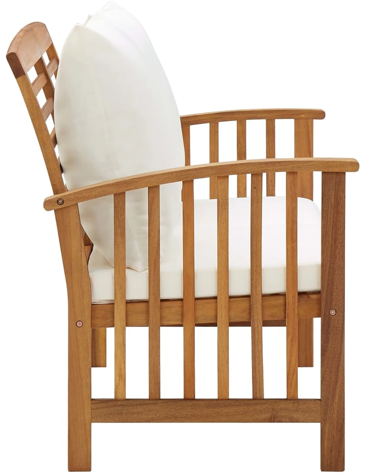 Dvivietė sodo sofa su pagalvėlėmis, balta, pušies masyvas