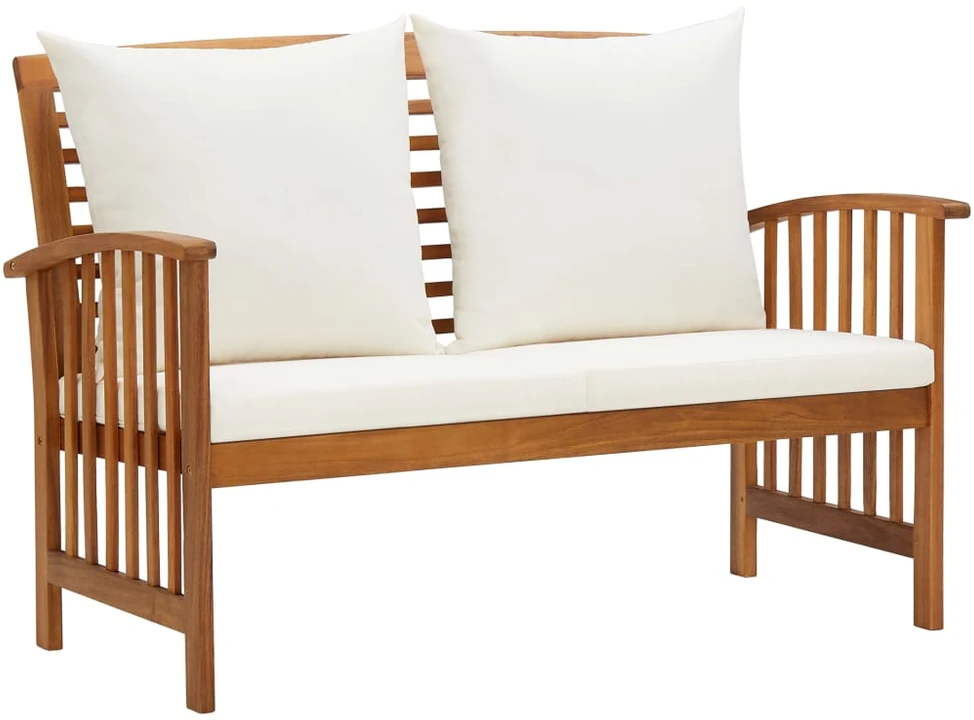 Dvivietė sodo sofa su pagalvėlėmis, balta, pušies masyvas