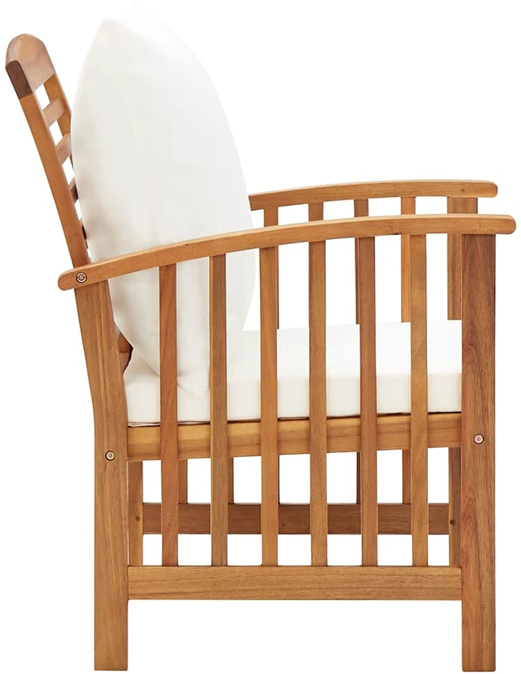 Dvivietė sodo sofa su pagalvėlėmis, balta, pušies masyvas