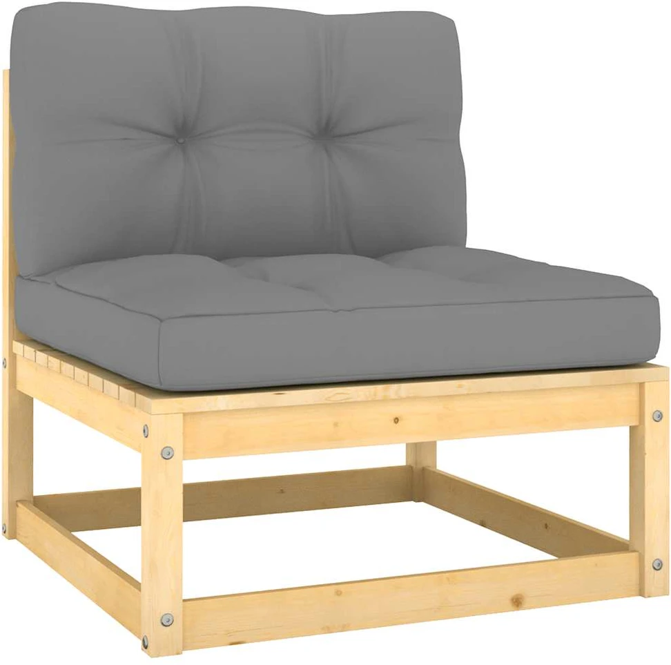Dvivietė sodo sofa su pagalvėlėmis ir staliuku, pilkos spalvos