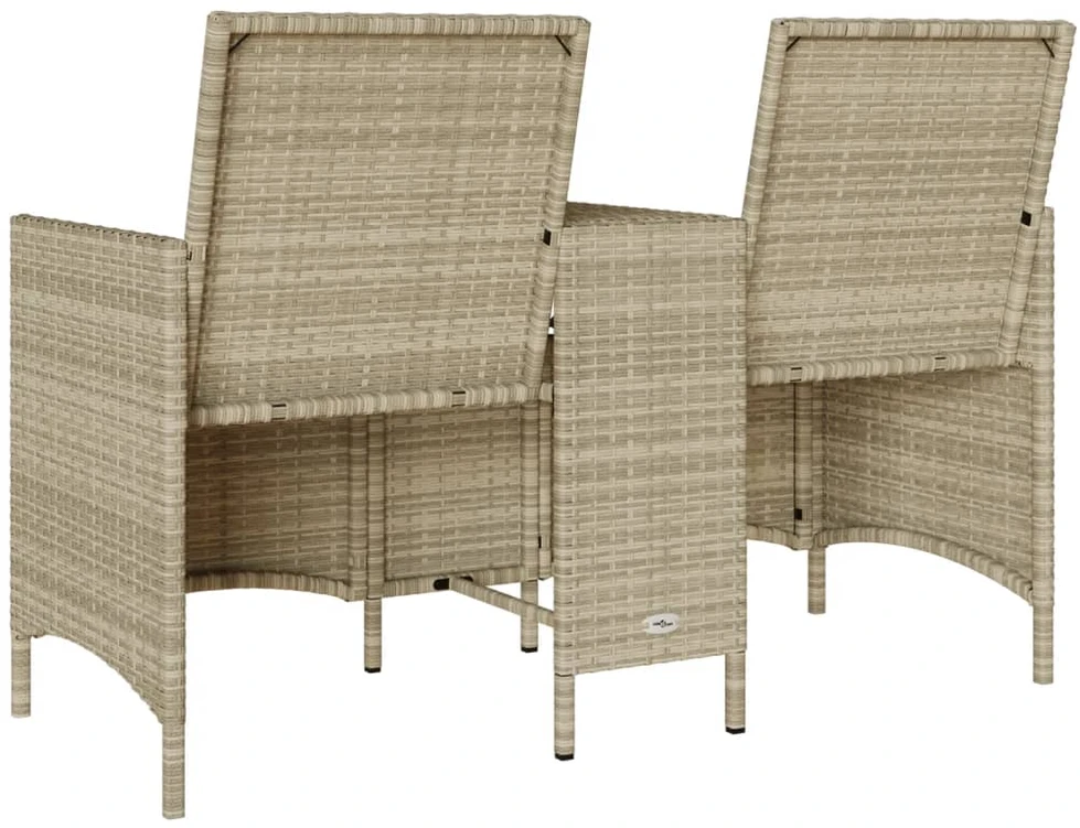 Dvivietė sodo sofa su pagalvėlėmis ir staliuku, šviesiai pilka