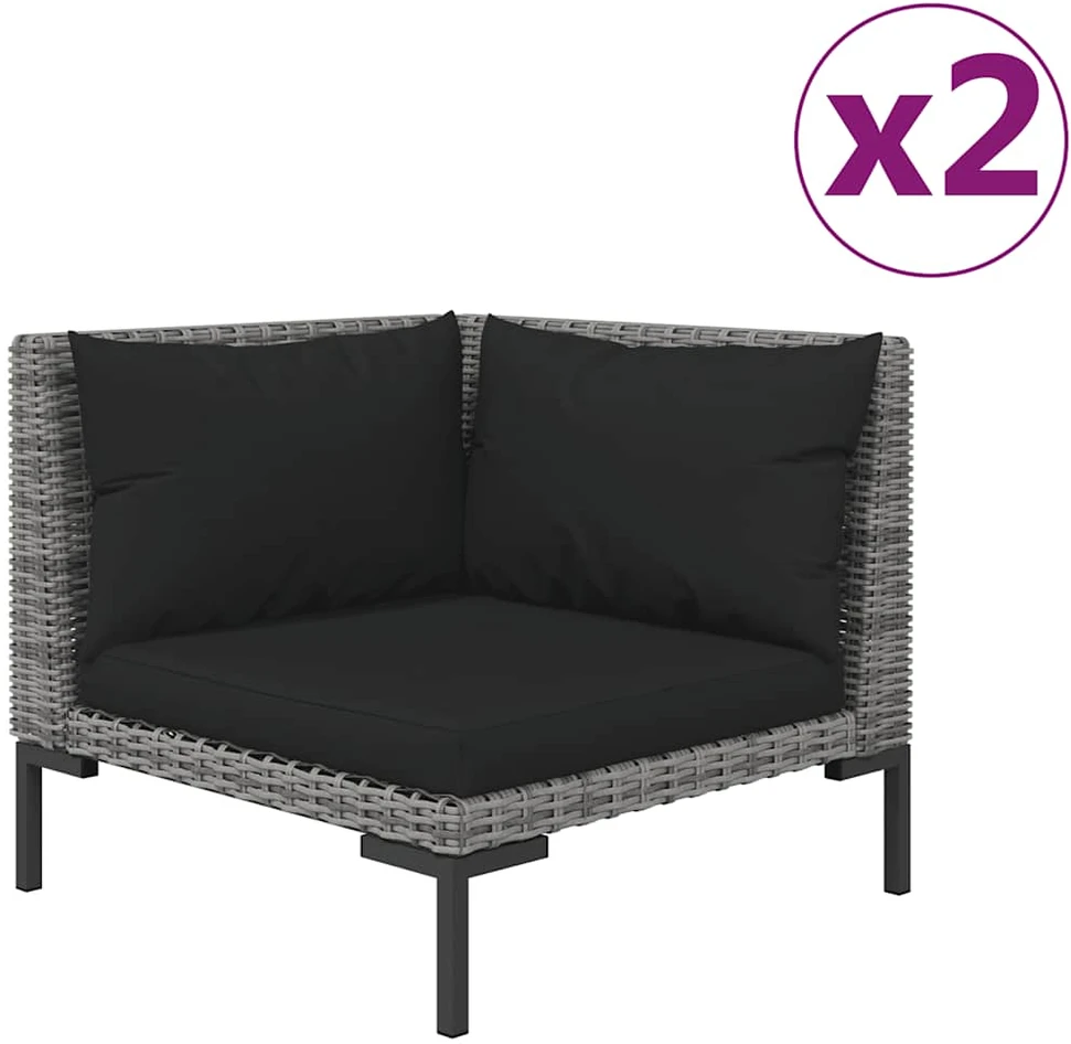Dvivietė sodo sofa su pagalvėlėmis, juodos spalvos, poliratanas