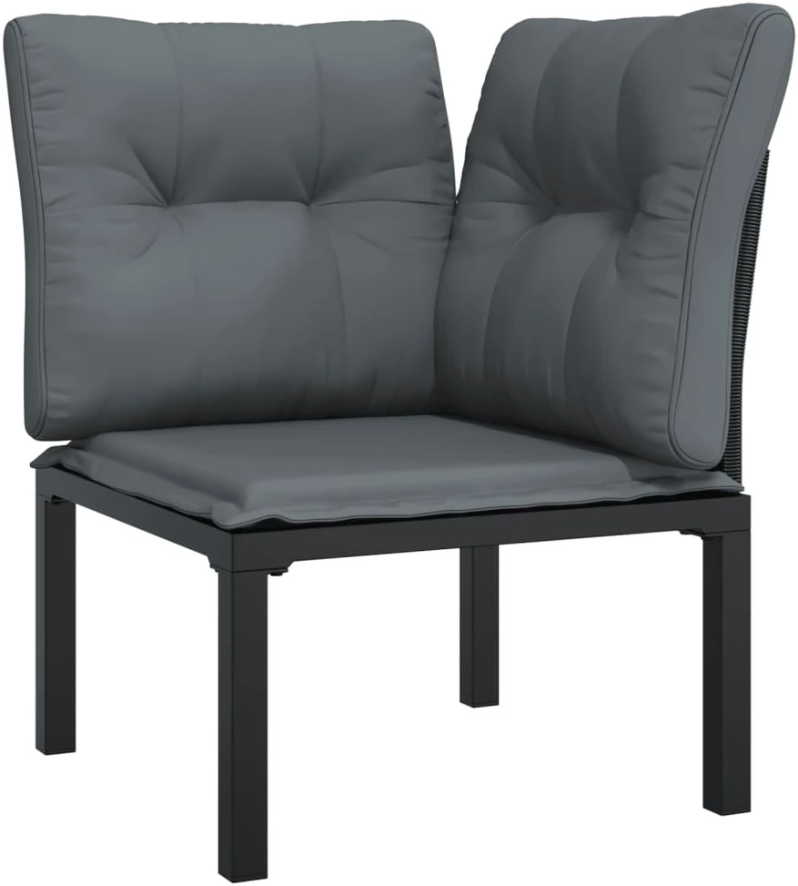 Dvivietė sodo sofa su pagalvėlėmis, juodos spalvos, poliratanas