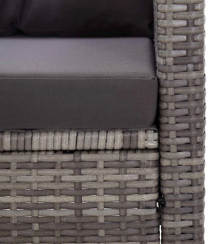 Dvivietė sodo sofa su pagalvėlėmis, pilka, 124cm, poliratanas