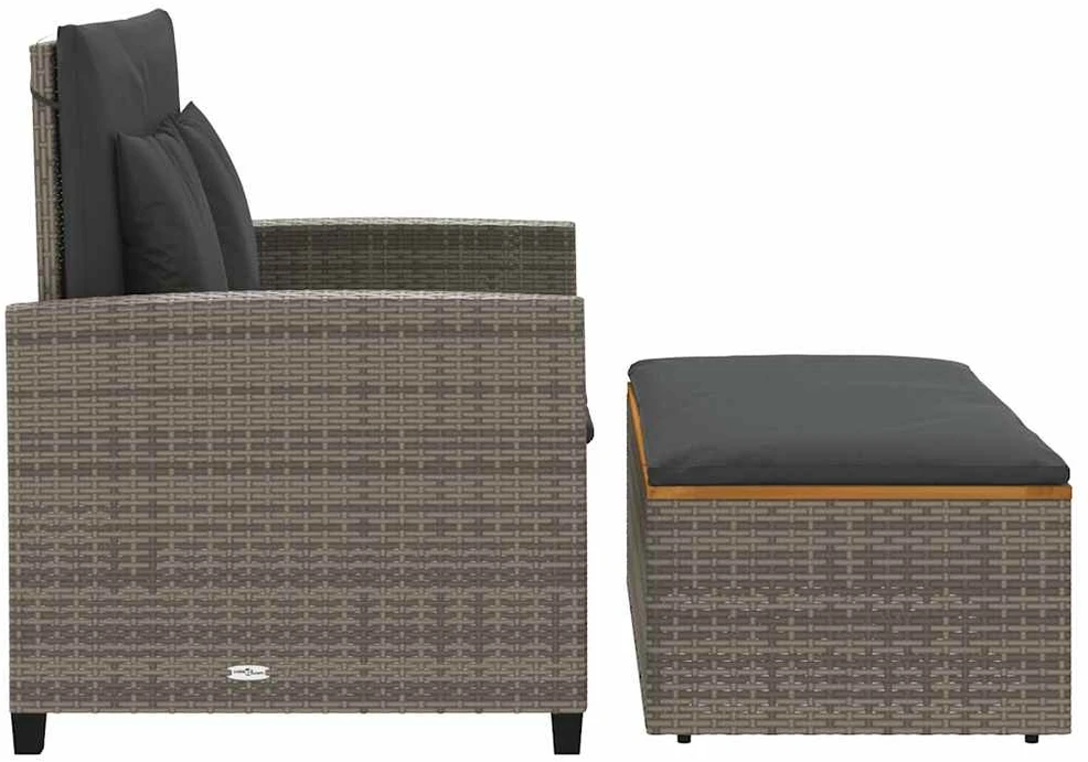 Dvivietė sodo sofa su pagalvėlėmis, pilkas, poliratanas/akacija
