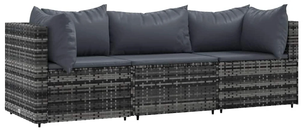 Dvivietė sodo sofa su pagalvėlėmis, pilkos spalvos, poliratanas