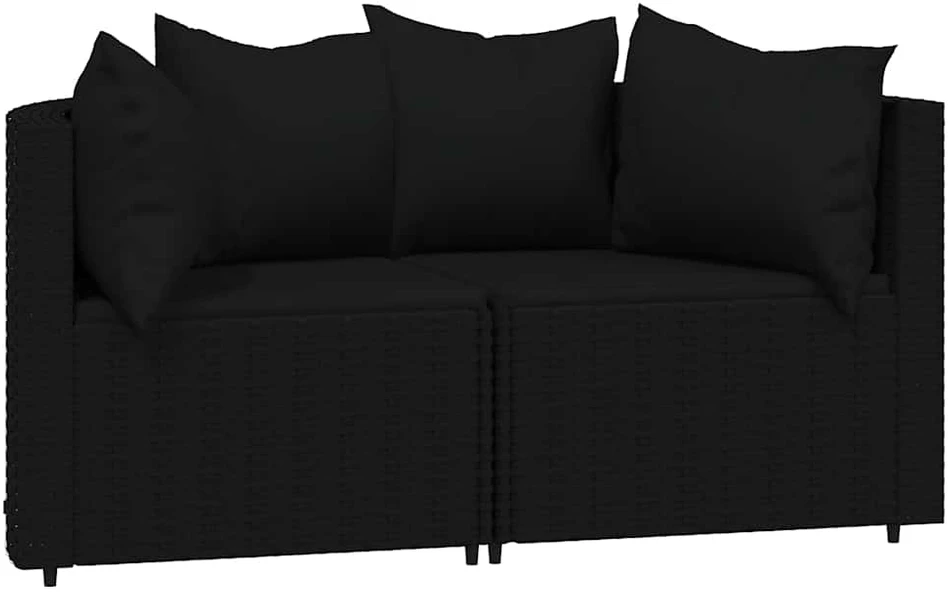 Dvivietė sodo sofa su pagalvėlėmis, pilkos spalvos, poliratanas