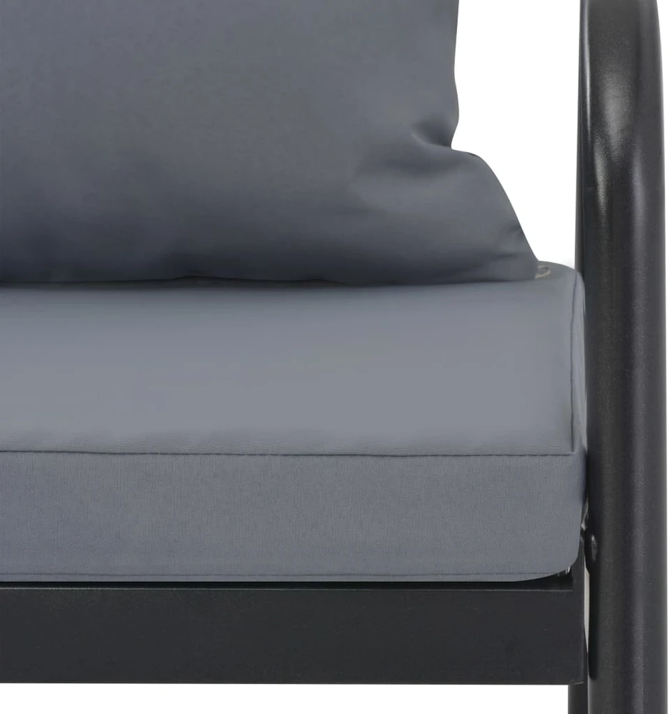 Dvivietė sodo sofa su pagalvėlėmis, pilkos spalvos, aliuminis