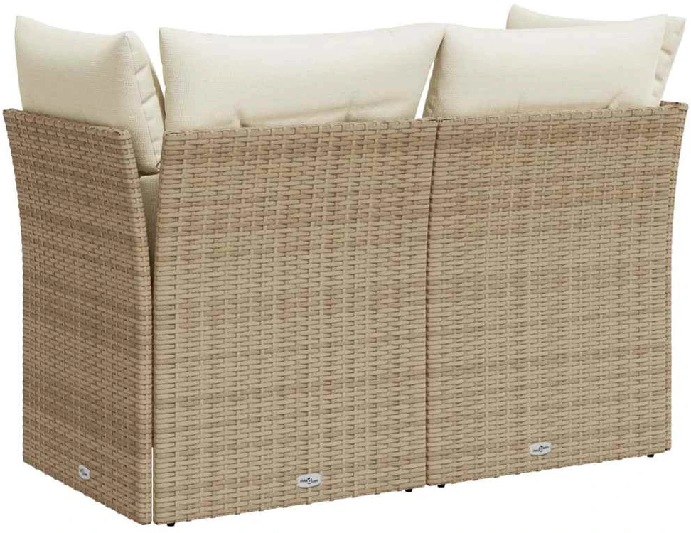 Dvivietė sodo sofa su pagalvėlėmis, smėlio spalvos, poliratanas