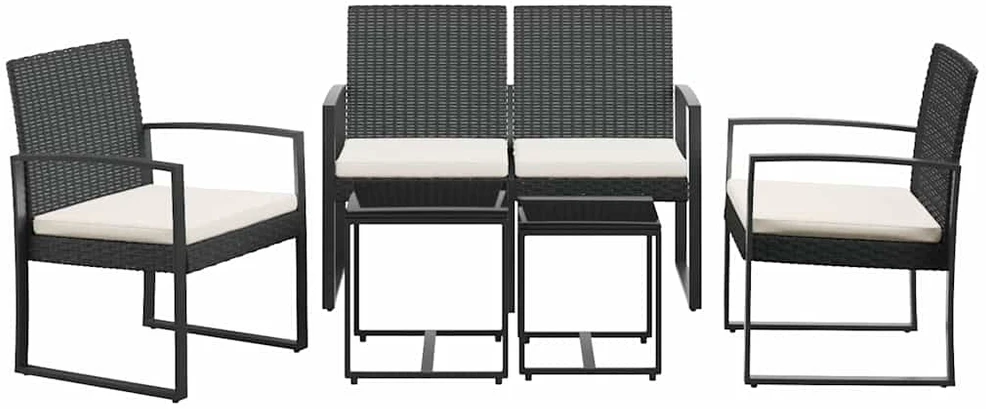 Dvivietė sodo sofa su pagalvėlėmis, smėlio spalvos, poliratanas