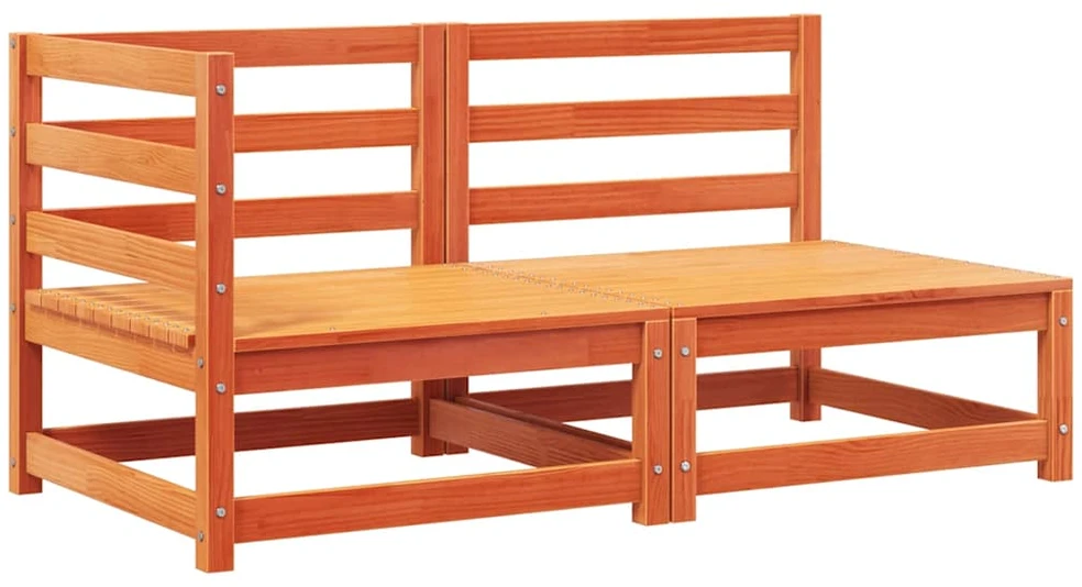 Dvivietė sodo sofa su pagalvėlėmis, vaško ruda, pušies masyvas