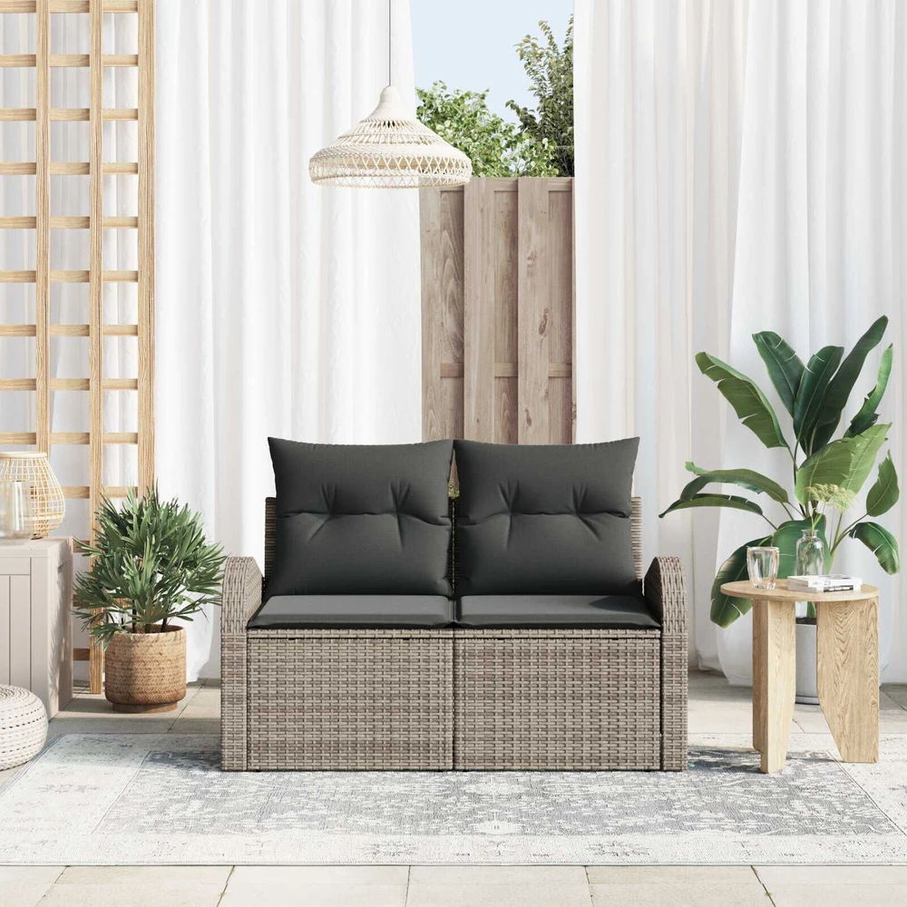 Sodo sofa su pagalve Pilka 124 x 62 x 69cm poliratanas