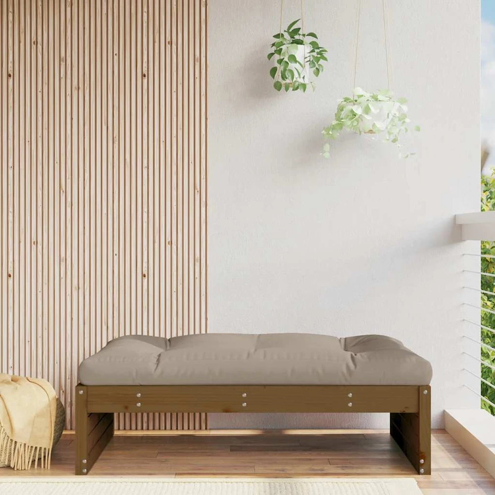 Dvivietė sodo sofa su pilkomis pagalvėlėmis, pušies masyvas
