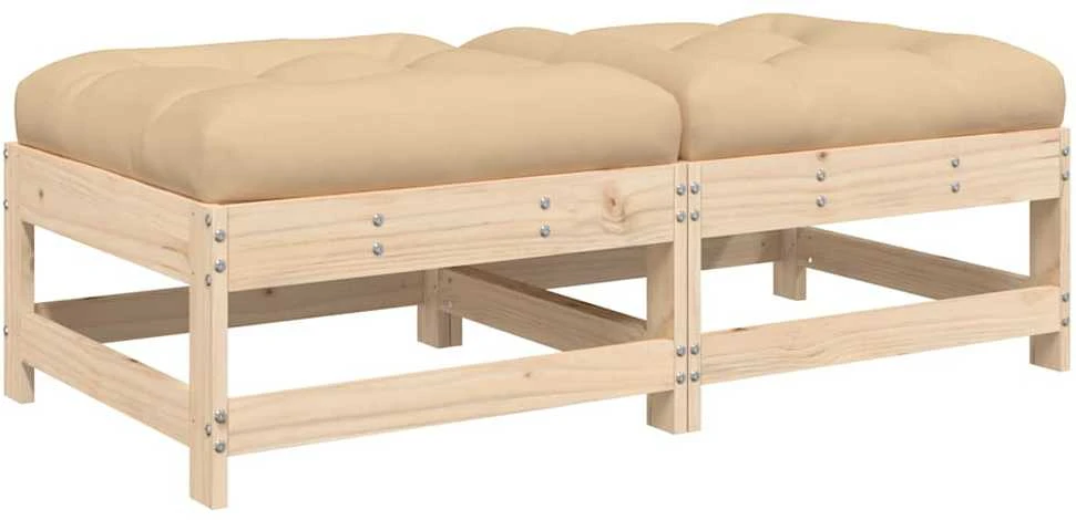 Dvivietė sodo sofa su pilkomis pagalvėlėmis, pušies masyvas