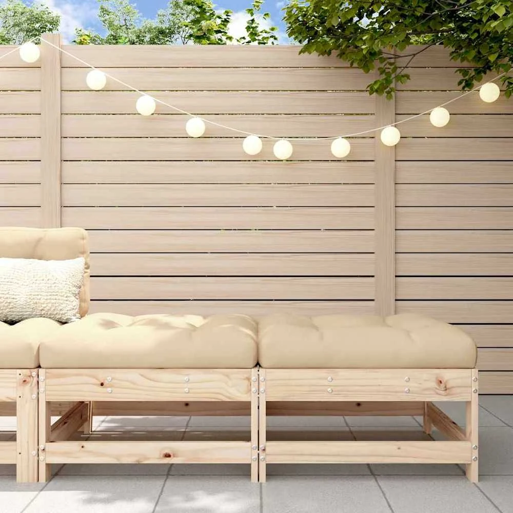 Dvivietė sodo sofa su pilkomis pagalvėlėmis, pušies masyvas