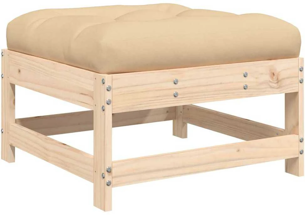 Dvivietė sodo sofa su pilkomis pagalvėlėmis, pušies masyvas