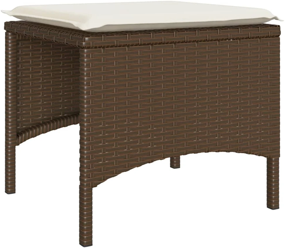 Dvivietė sodo sofa su staliuku/taburetėmis, ruda, poliratanas