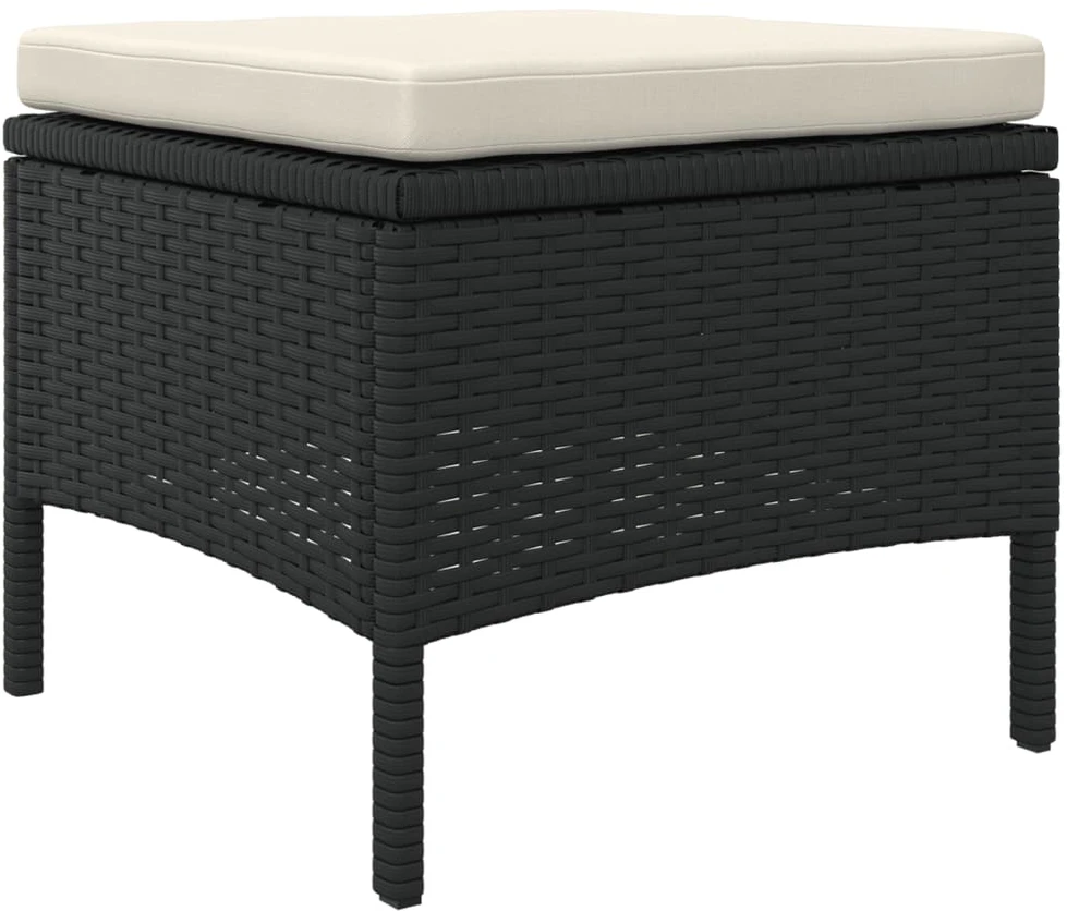 Dvivietė sodo sofa su staliuku/taburetėmis, juoda, poliratanas
