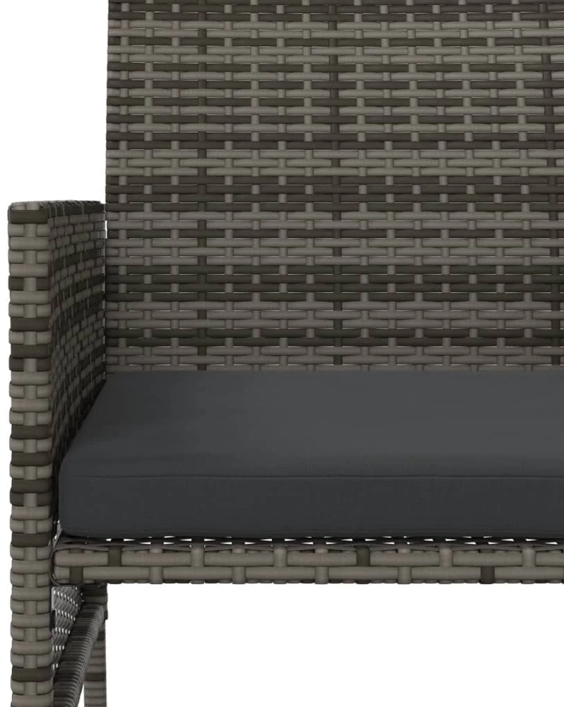 Dvivietė sodo sofa su staliuku/taburetėmis, pilka, poliratanas
