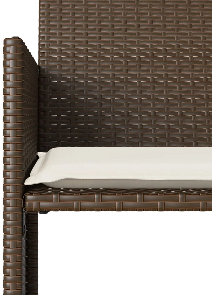 Dvivietė sodo sofa su staliuku/taburetėmis, ruda, poliratanas