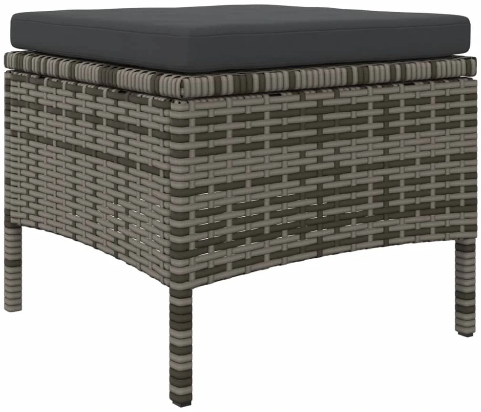 Dvivietė sodo sofa su staliuku/taburetėmis, pilka, poliratanas