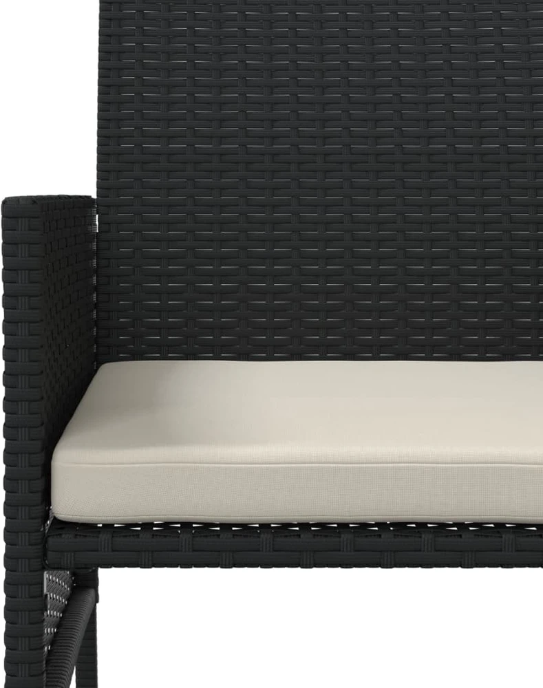 Dvivietė sodo sofa su staliuku/taburetėmis, juoda, poliratanas