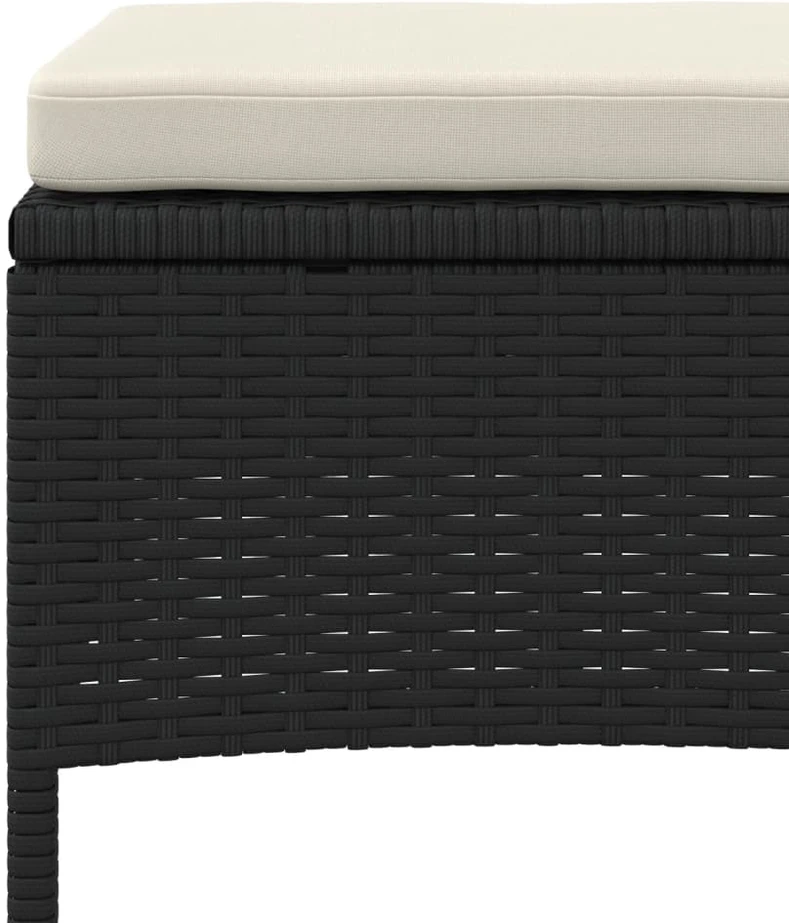 Dvivietė sodo sofa su staliuku/taburetėmis, juoda, poliratanas