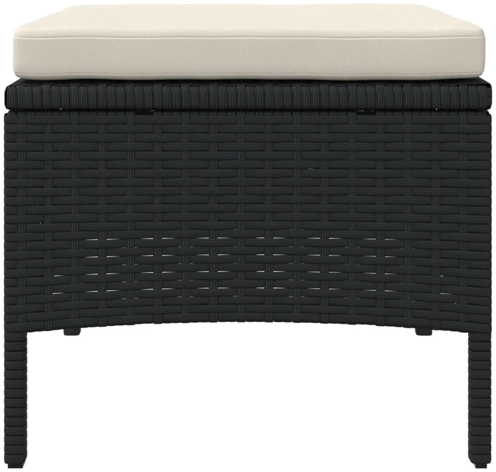 Dvivietė sodo sofa su staliuku/taburetėmis, juoda, poliratanas