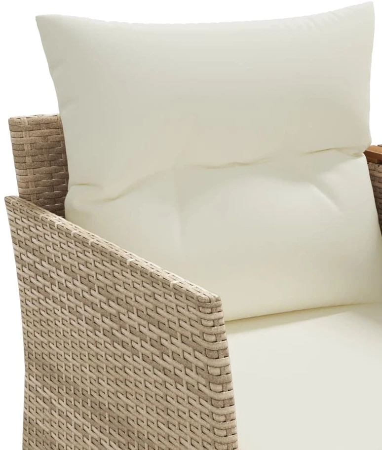 Dvivietė sodo sofa su taburetėmis, smėlio spalvos, poliratanas