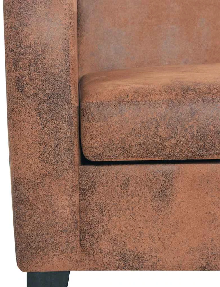 Dvivietė sofa, dirbtinė zomšos oda, ruda