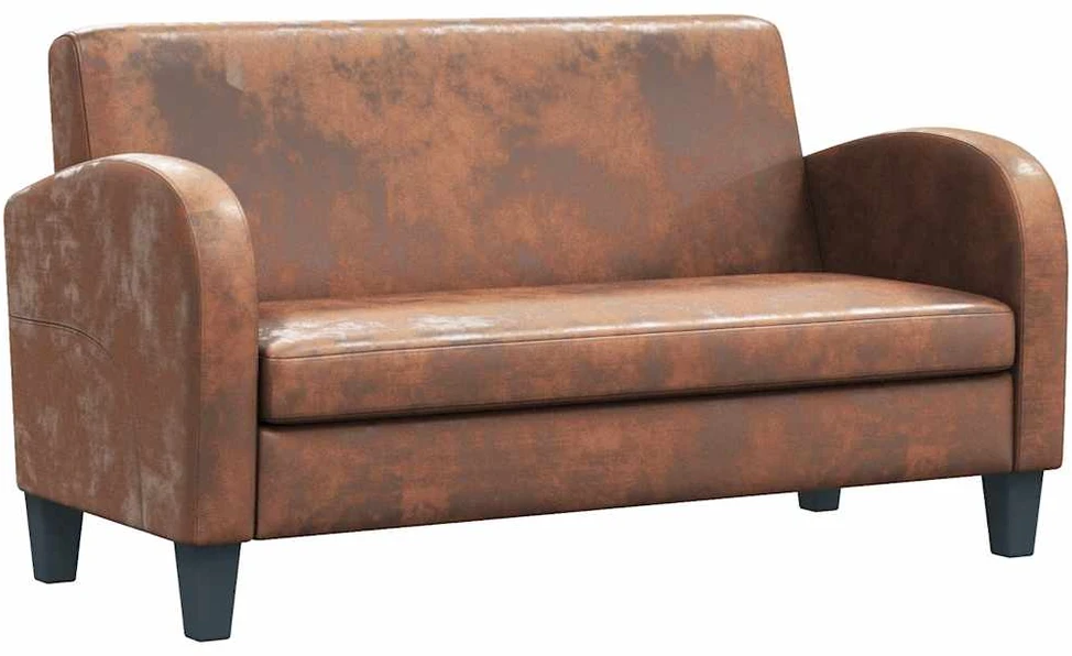 Dvivietė sofa, dirbtinė zomšos oda, ruda