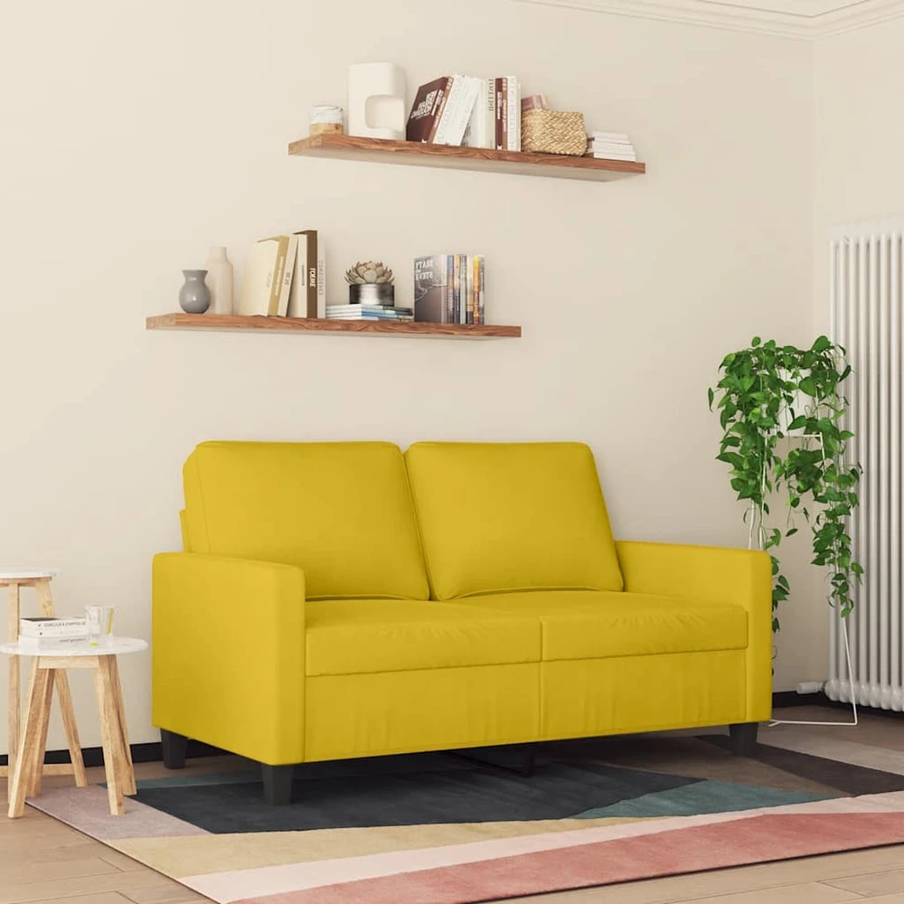 Dvivietė sofa, geltonos spalvos, 120cm, aksomas
