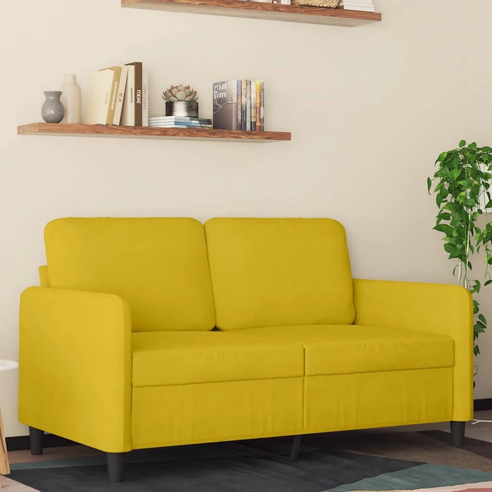 Dvivietė sofa, geltonos spalvos, 120cm, aksomas