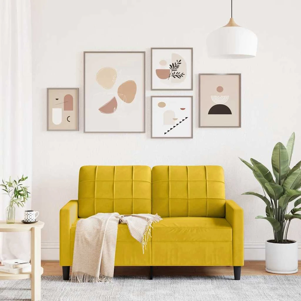 Dvivietė sofa, geltonos spalvos, 120cm, aksomas