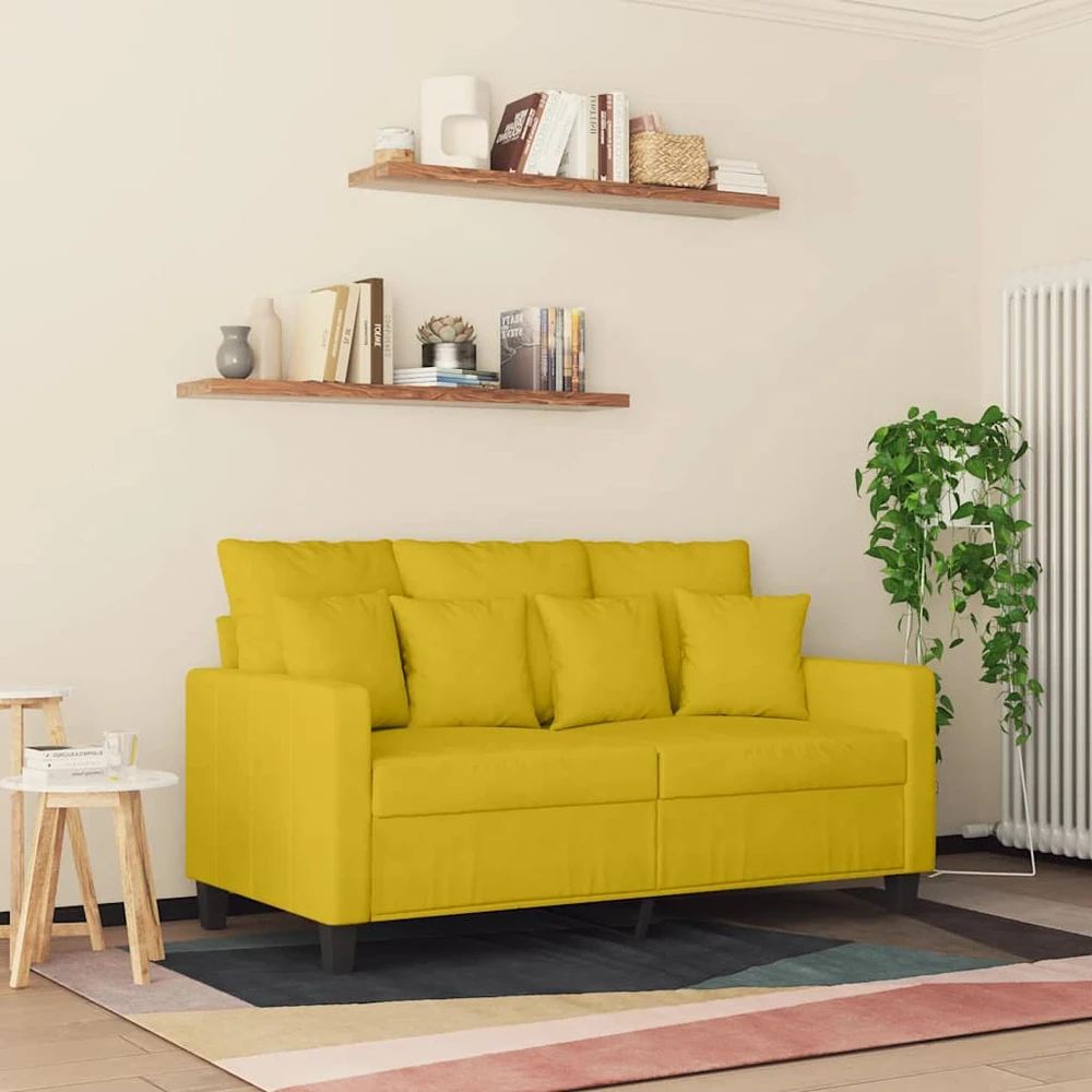 Dvivietė sofa, geltonos spalvos, 120cm, aksomas