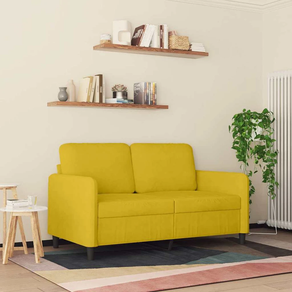 Dvivietė sofa, geltonos spalvos, 120cm, aksomas