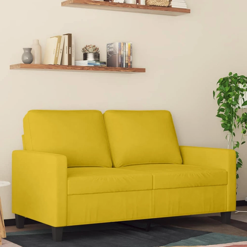 Dvivietė sofa, geltonos spalvos, 120cm, aksomas