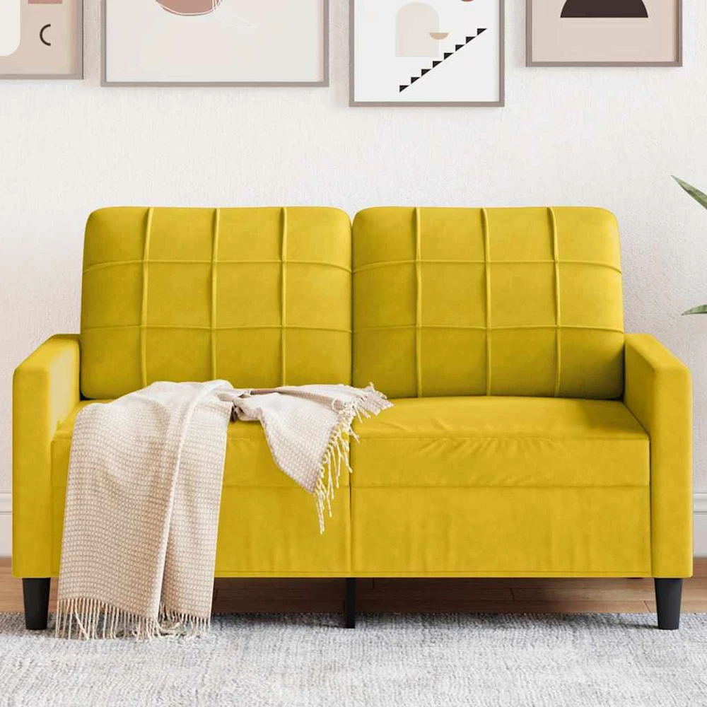 Dvivietė sofa, geltonos spalvos, 120cm, aksomas