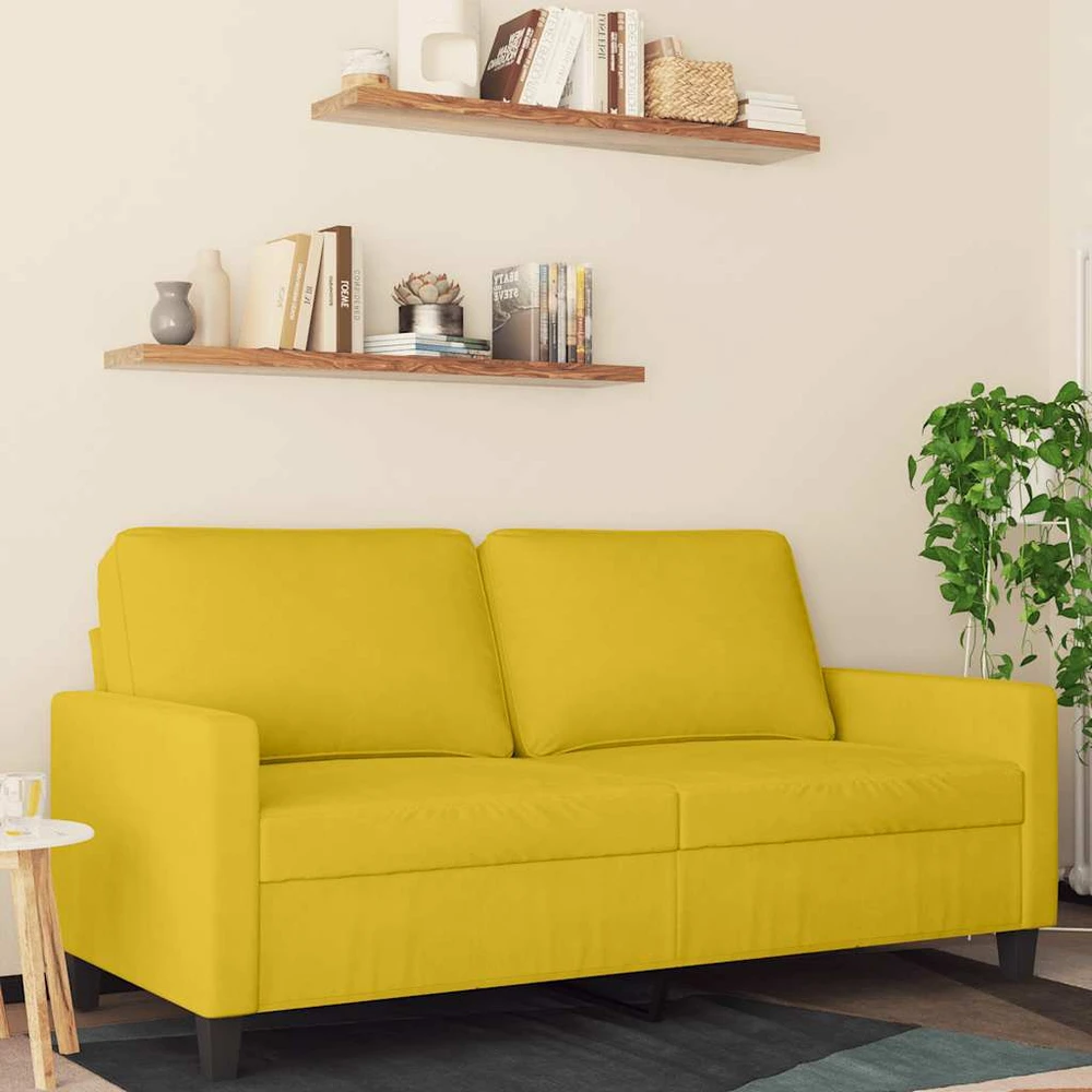 Dvivietė sofa, geltonos spalvos, 140cm, aksomas