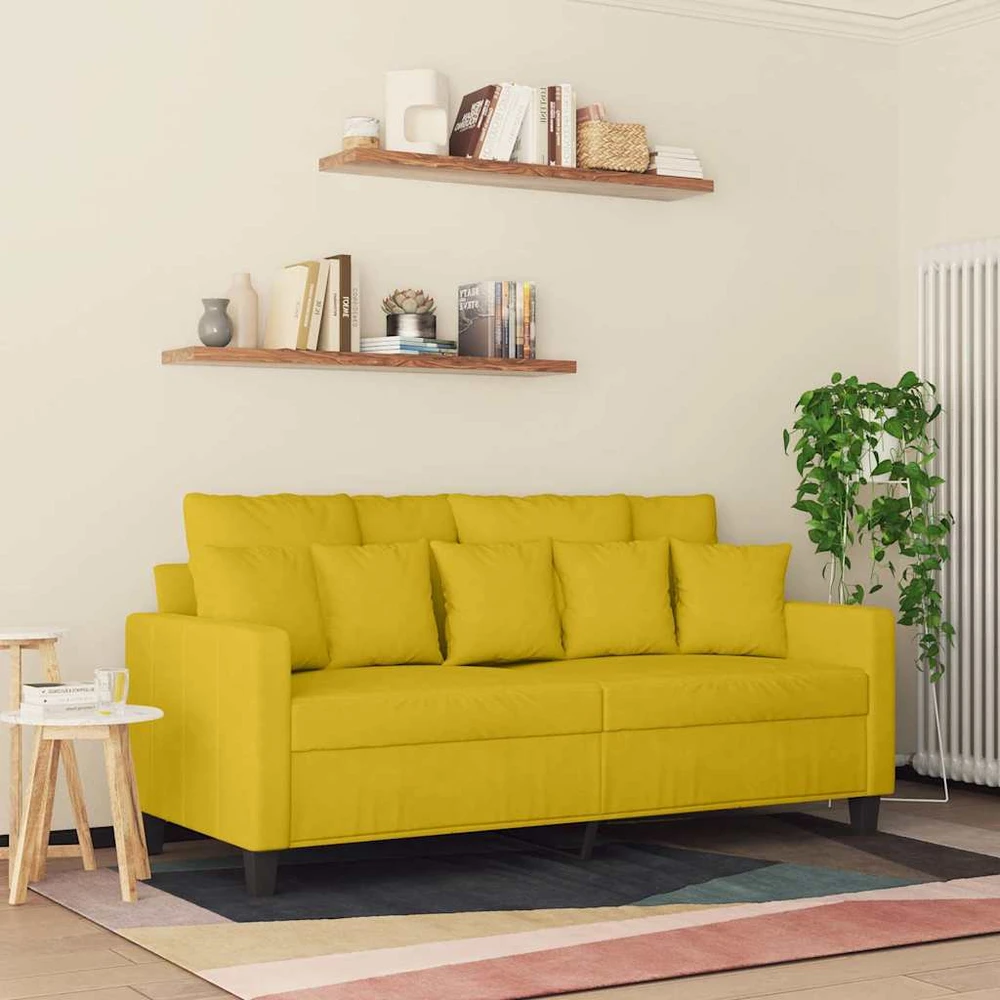 Dvivietė sofa, geltonos spalvos, 140cm, aksomas