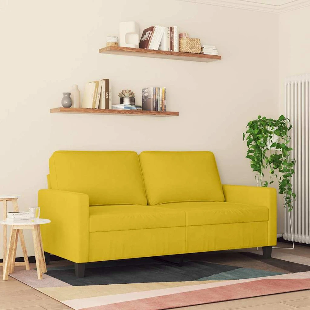 Dvivietė sofa, geltonos spalvos, 140cm, aksomas