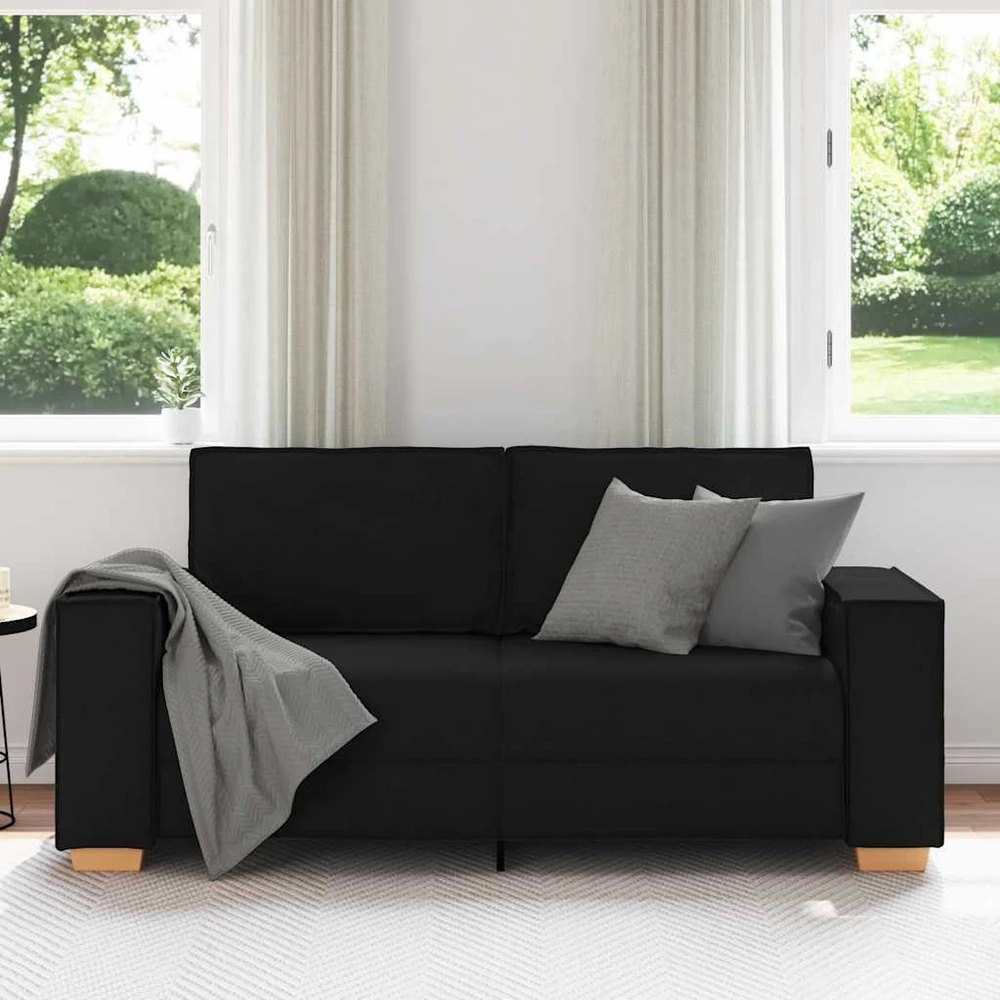 Dvivietė sofa, juoda, 180x78x84 cm, audinys