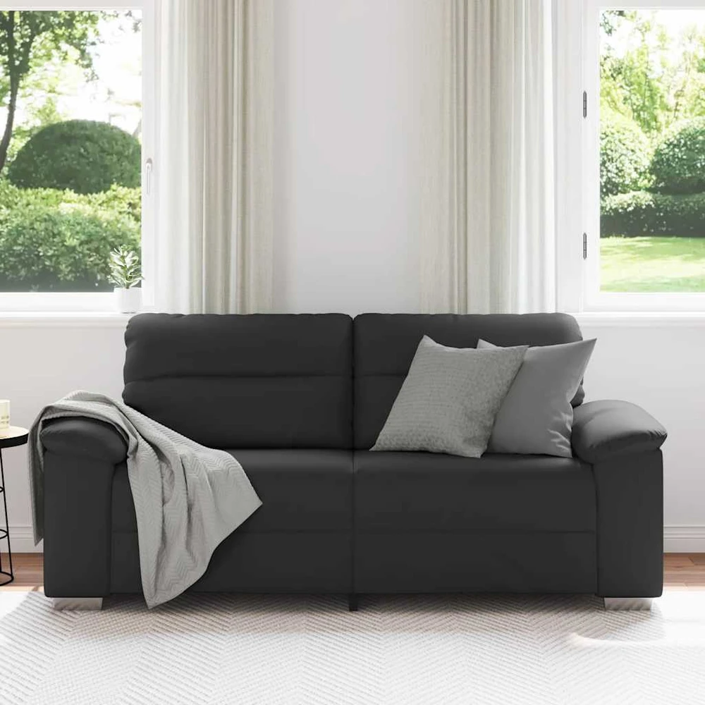 Dvivietė sofa, juoda, 180x81x84 cm, dirbtinė oda