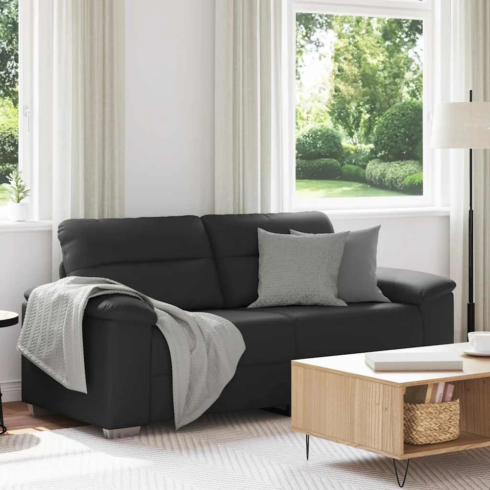 Dvivietė sofa, juoda, 180x81x84 cm, dirbtinė oda