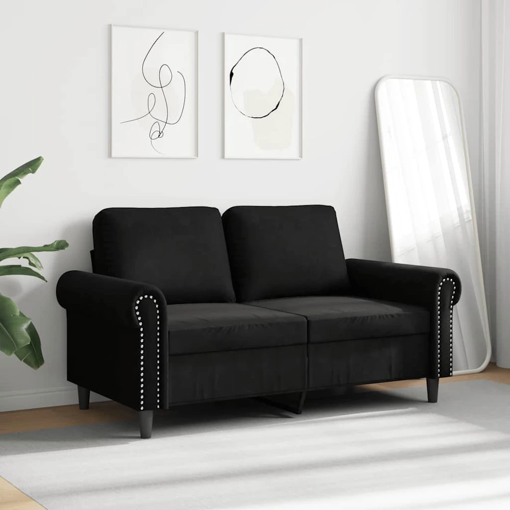 Dvivietė sofa, juodos spalvos, 120cm, aksomas