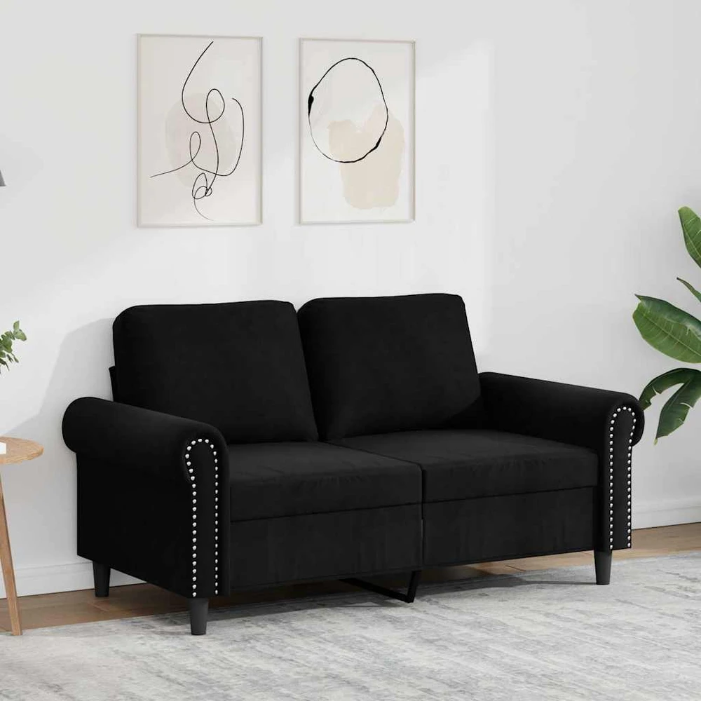 Dvivietė sofa, juodos spalvos, 120cm, aksomas